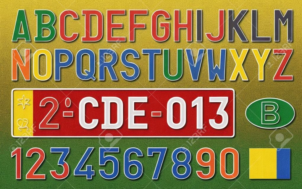 Plaque de voiture en Belgique, lettres, chiffres et symboles