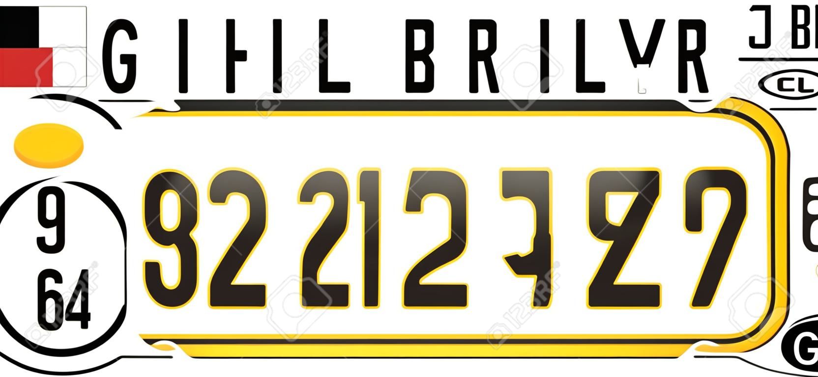 Gibraltar car license plate, letters, numbers and symbols, Europe