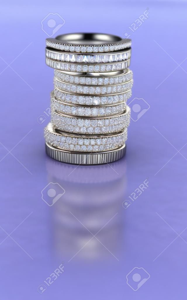 Cluster pile de bagues de diamant pierres précieuses engagment de mariage