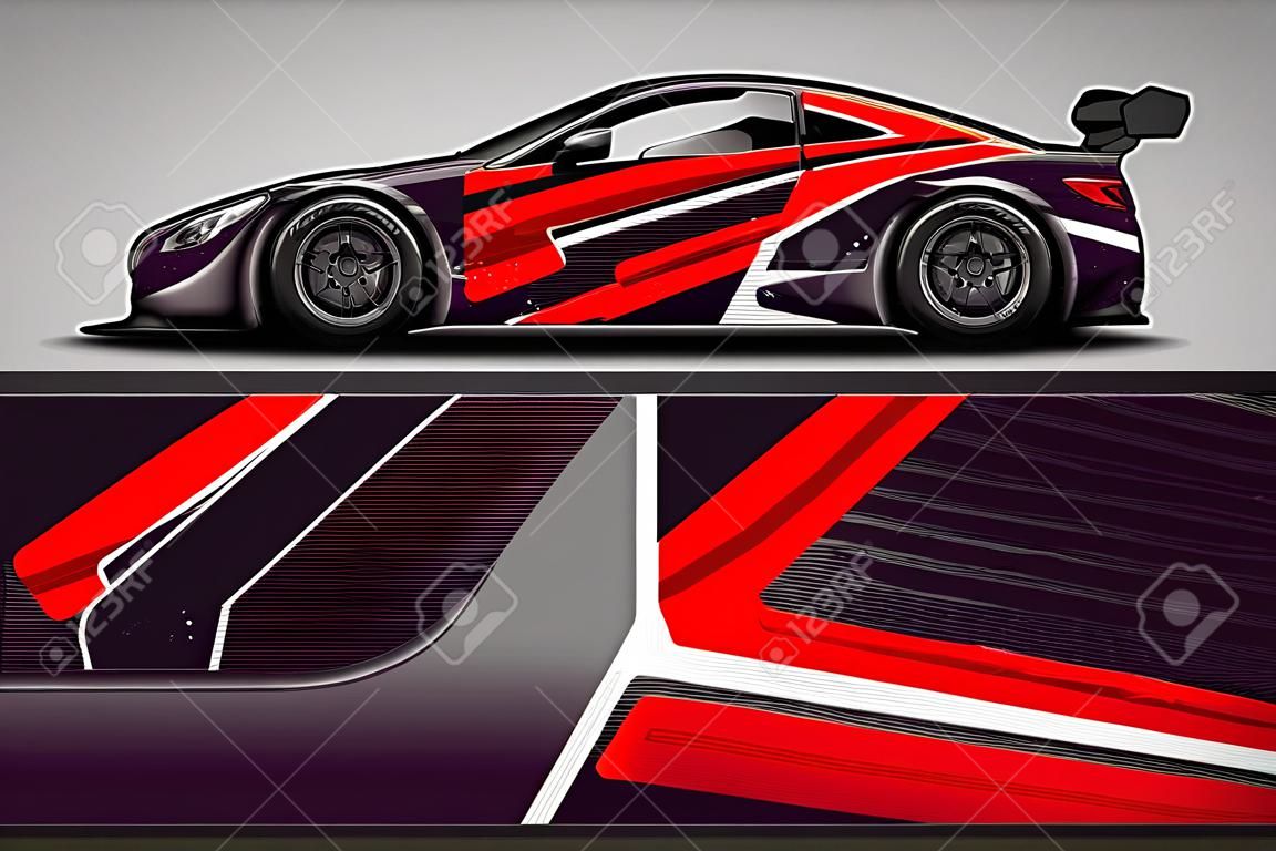 Car decal wrap design vector. Graphic abstract stripe racing background kit designs for vehicle, race car, rally, adventure and livery - Vector