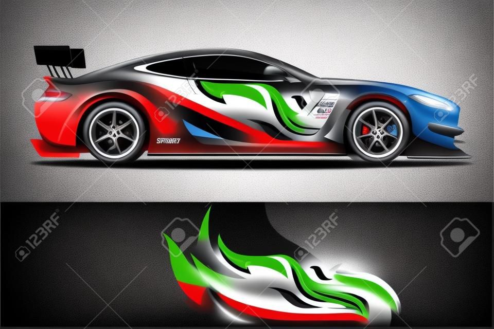 Sport auto race wrap ontwerp. vector ontwerp. - Vector