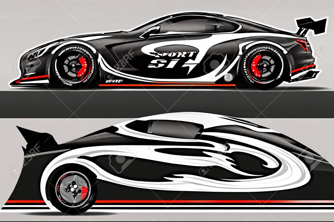 Sport auto race wrap ontwerp. vector ontwerp. - Vector