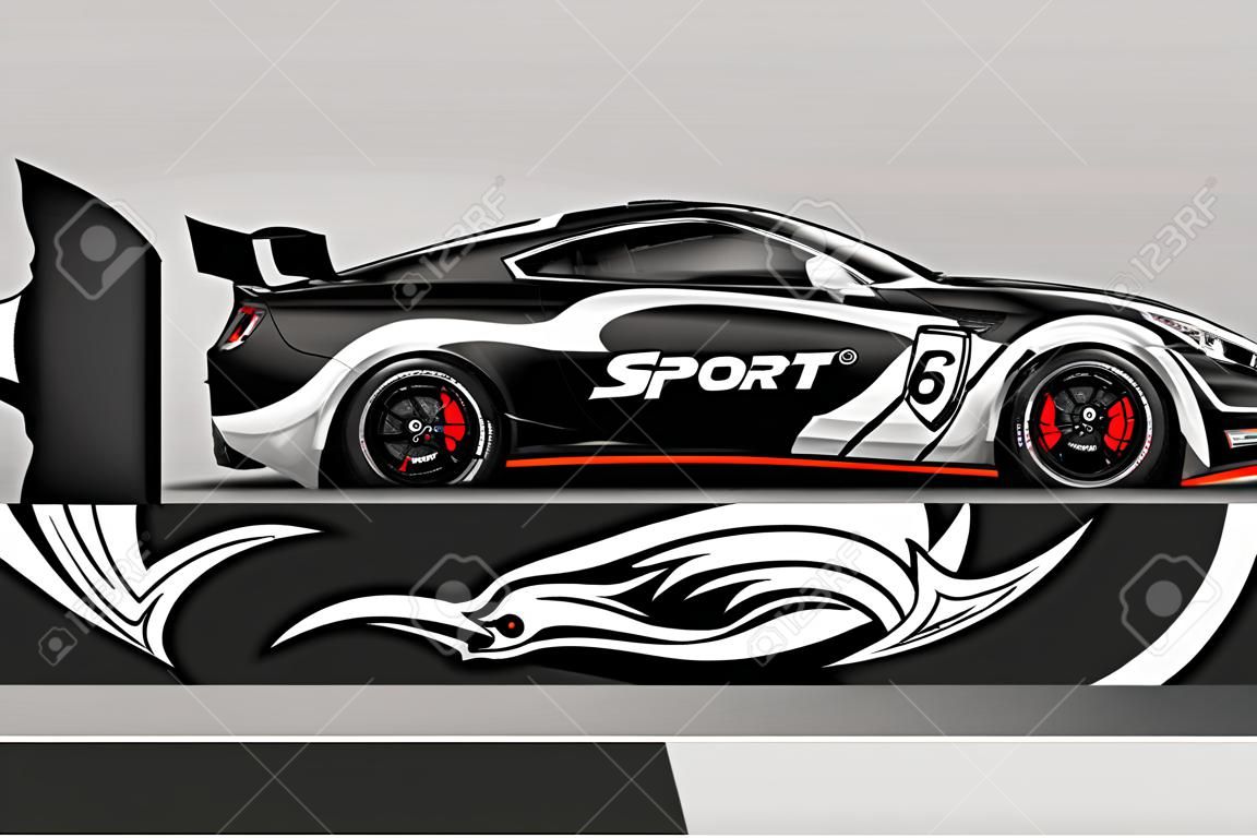 スポーツカーレーシングラップデザイン。ベクトル設計。- ベクトル
