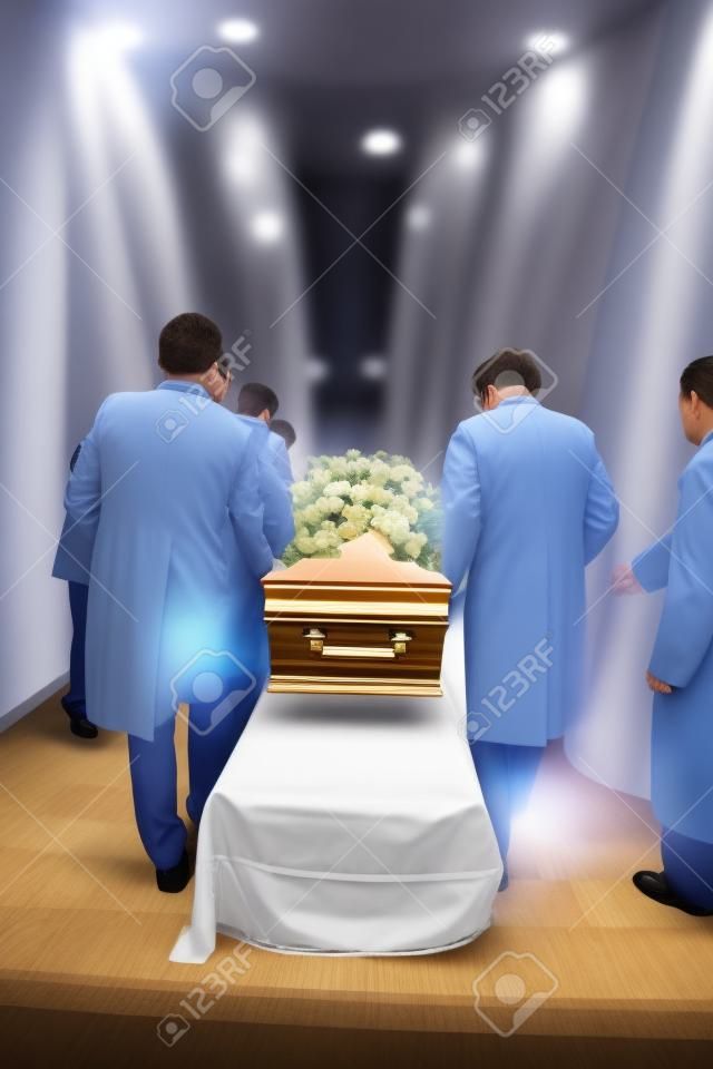 殯儀館員工準備棺材的葬禮