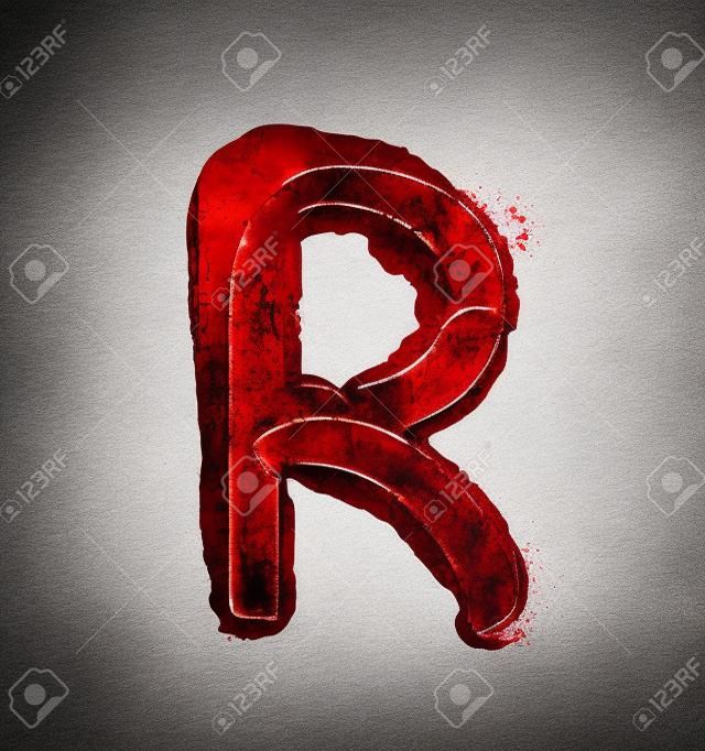 手紙 R 流血の指を使って書かれた血フォント