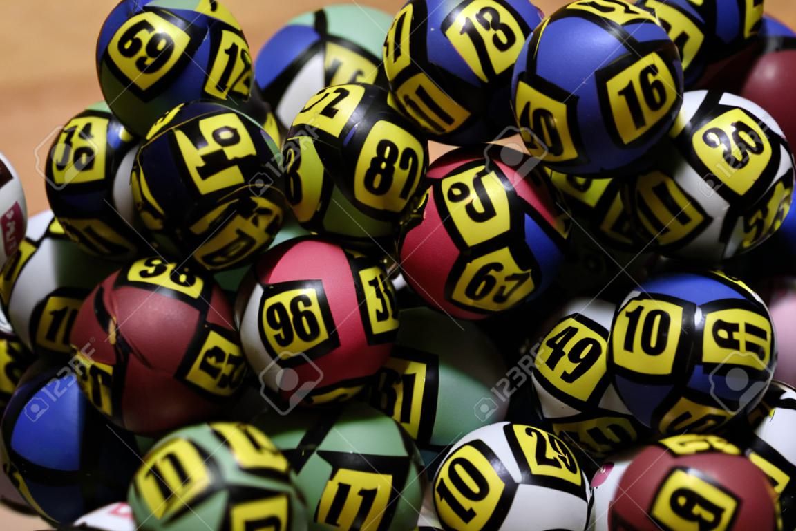 Image of lottery balls during extraction of the winning numbers.