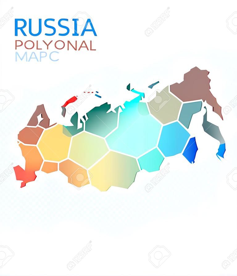 Russia polygonal map, mosaic style country. Awesome low poly style, modern design. Russia polygonal map for infographics or presentation.