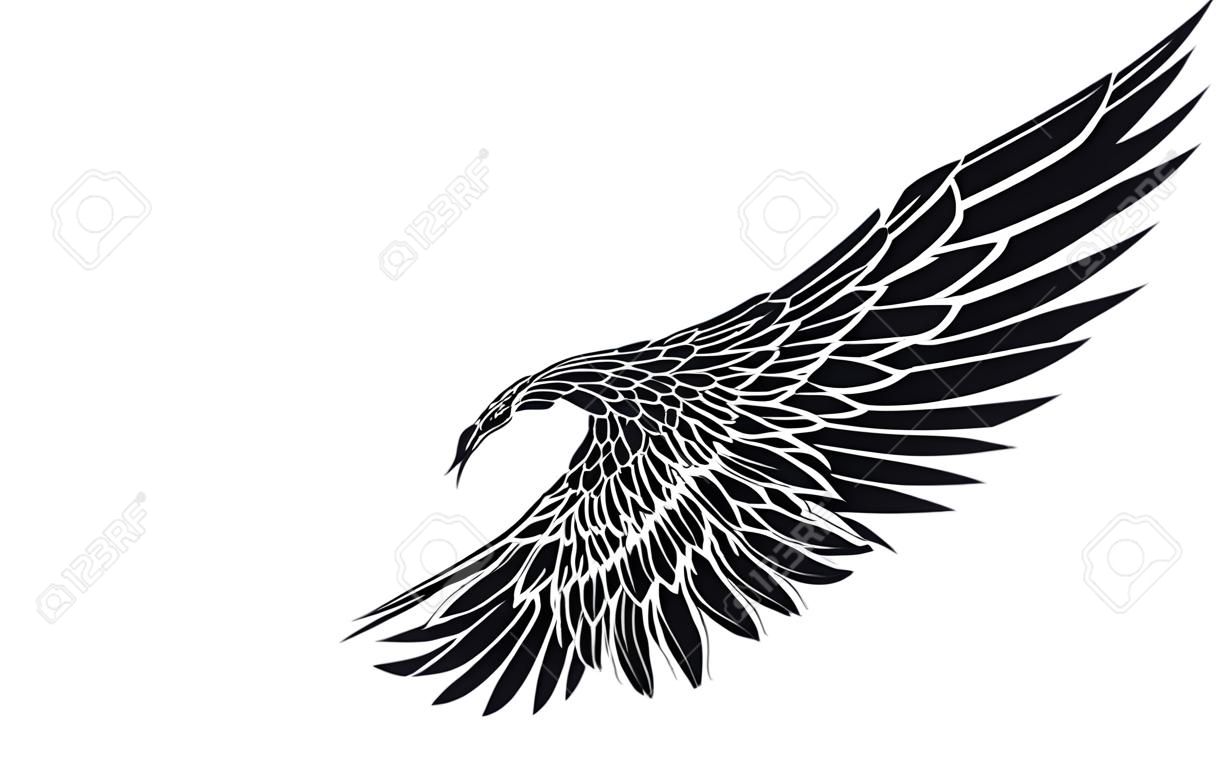 Крылья Векторная иллюстрация на белом фоне Черный и белый стиль