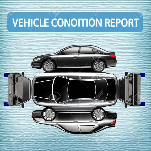 Vehículo condición informe coche lista de comprobación, inspección de daños de automóviles