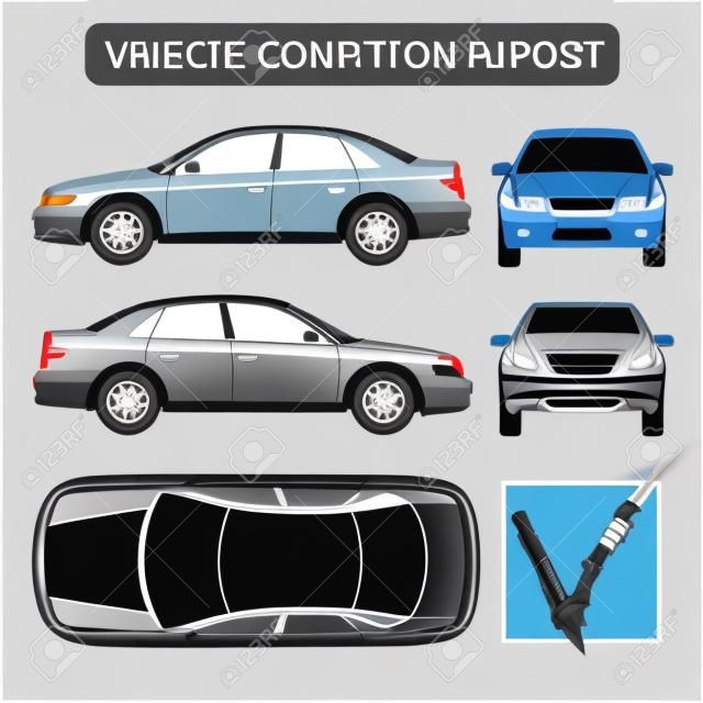 Fahrzeugzustandsbericht Auto-Checkliste, Auto Schaden Inspektion Vektor