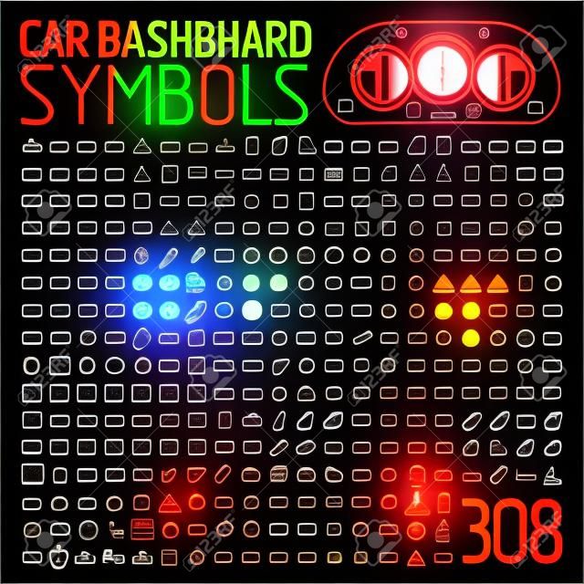 vector collection of car dashboard panel warning light indicators