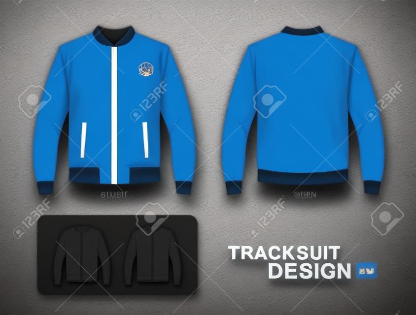 Blauer Trainingsanzug, Design, Illustration Jacke entwerfen einheitliches Design Polygon Hintergrund.