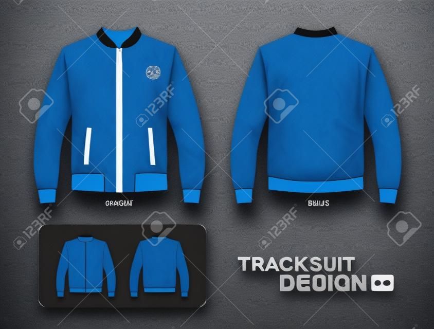 Blauer Trainingsanzug, Design, Illustration Jacke entwerfen einheitliches Design Polygon Hintergrund.