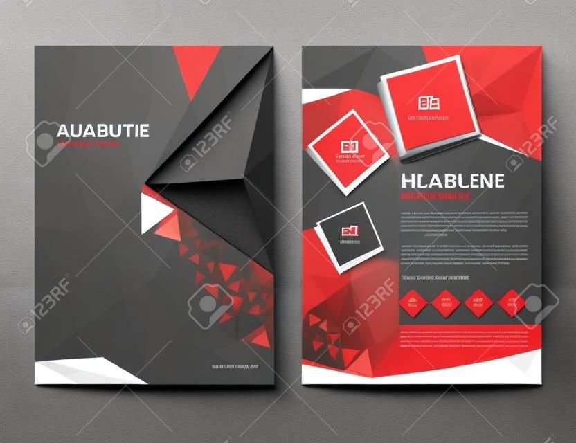 Red business brochure design layout template, brochure design templates,cover design, Annual report, polygon background, cover template,book,leaflet template
