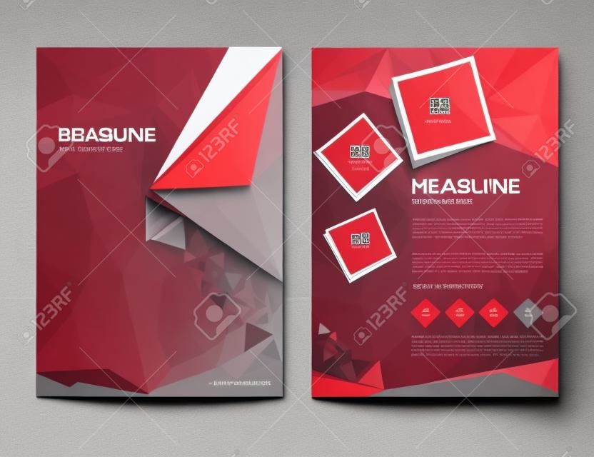 Modelo de layout de design de brochura de negócios vermelho, modelos de design de brochura, design de capa, relatório anual, fundo de polígono, modelo de capa, livro, modelo de folha