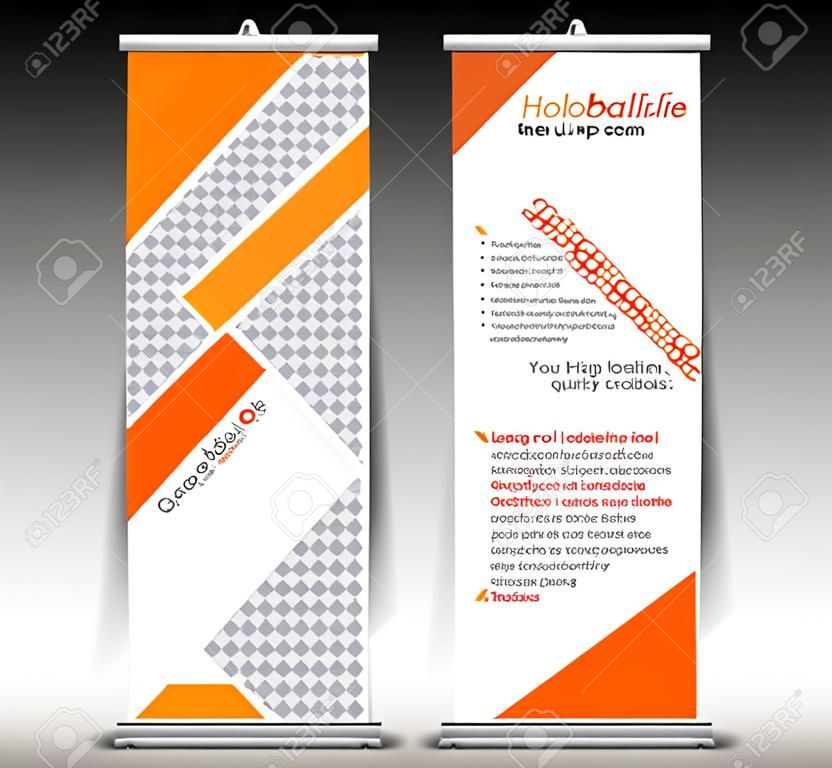 Orange Roll Up Banner template illustration,banner design,standy template,roll up display,advertisement,Orange background,business, education,polygon background