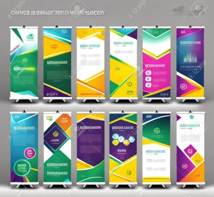 Roll Up Banner  template Collection, stand template vector, flyer design,poster