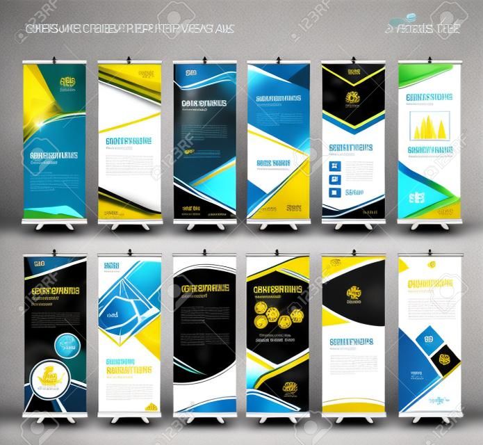 Roll Up Banner  template Collection, stand template vector, flyer design,poster