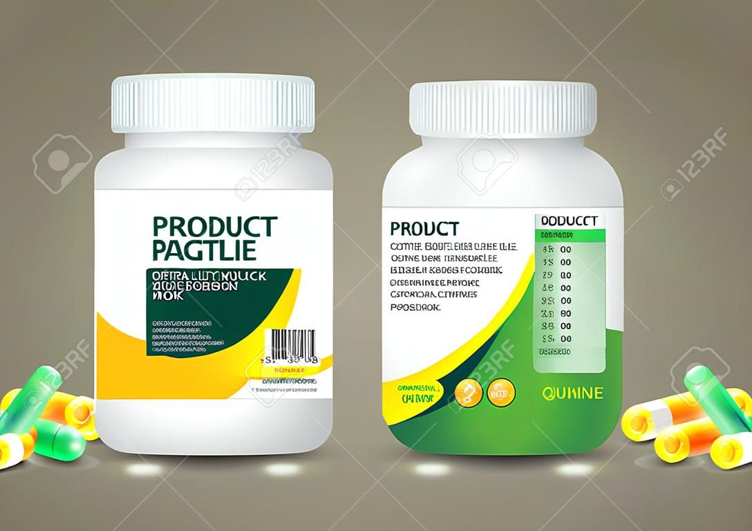 Supplement Bottle Packaging, Cosmetic Package. Product Design Stock Vector  - Illustration of bottle, medicine: 243789863