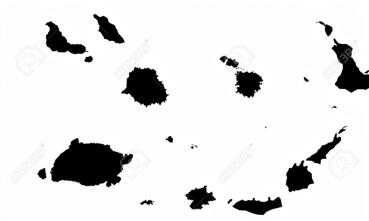 silueta, mapa, de, el, islas galápagos, en, ecuador