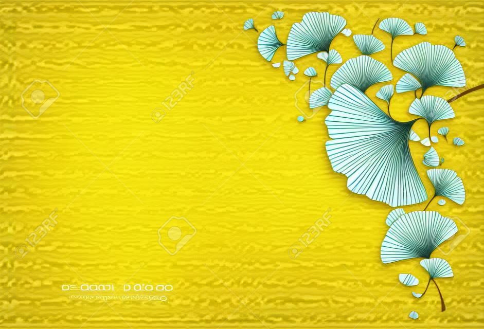 Luxus-Ginkgo-Hintergrunddesign mit goldener Linie auf dunkler Farbe. Ginkgo Leaf Line Arts Design für Tapeten, Banner, Drucke, Einladungs- und Verpackungsdesign. Vektor-Illustration