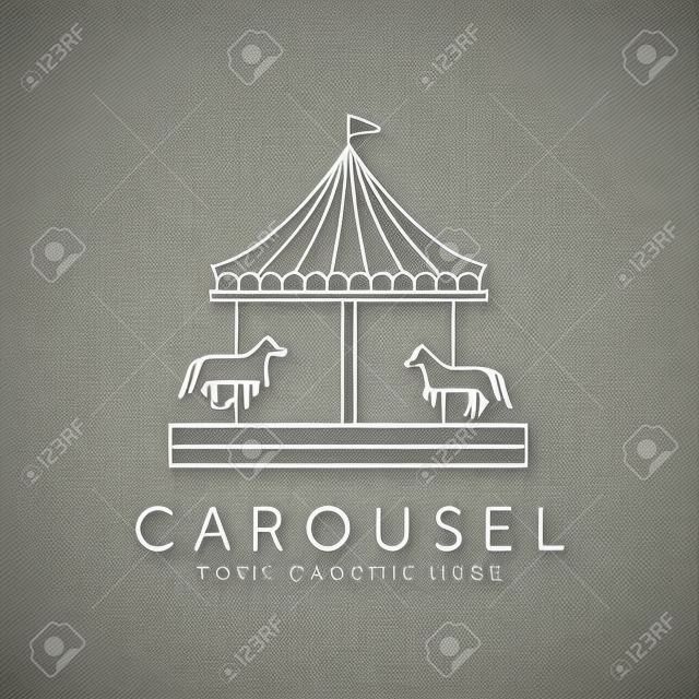 carrousel concept lijn kunst logo vector symbool illustratie ontwerp