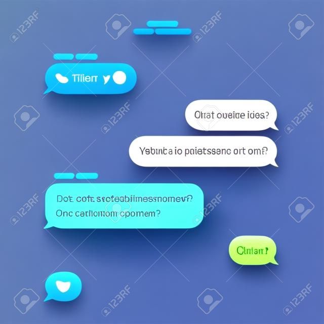 iMessage Interface. Texting Mockup. Telegram Messenger. Flat Vector Message Bubbles. Chat Interface On Black Background. Vector illustration