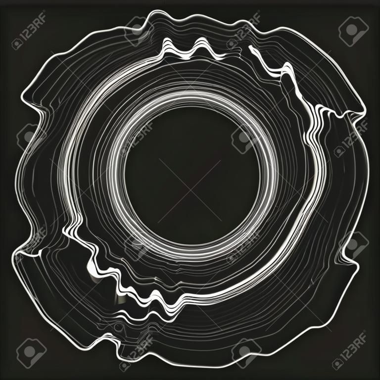 Vector 3d echo audio circular waveform spectrum. Abstract music waves oscillation graph. Futuristic sound wave visualization. Glowing impulse pattern. Synthetic music technology sample