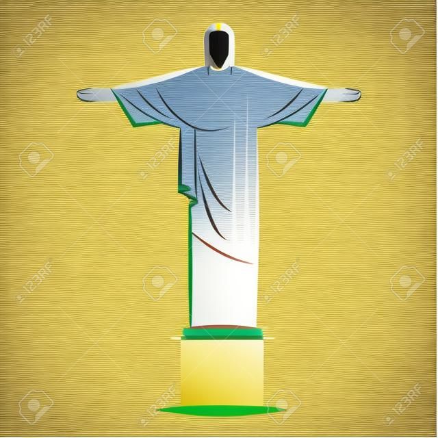 La statua del Cristo Redentore a Rio de Janeiro, Brasile. Illustrazione di schizzo di vettore. Eps 10