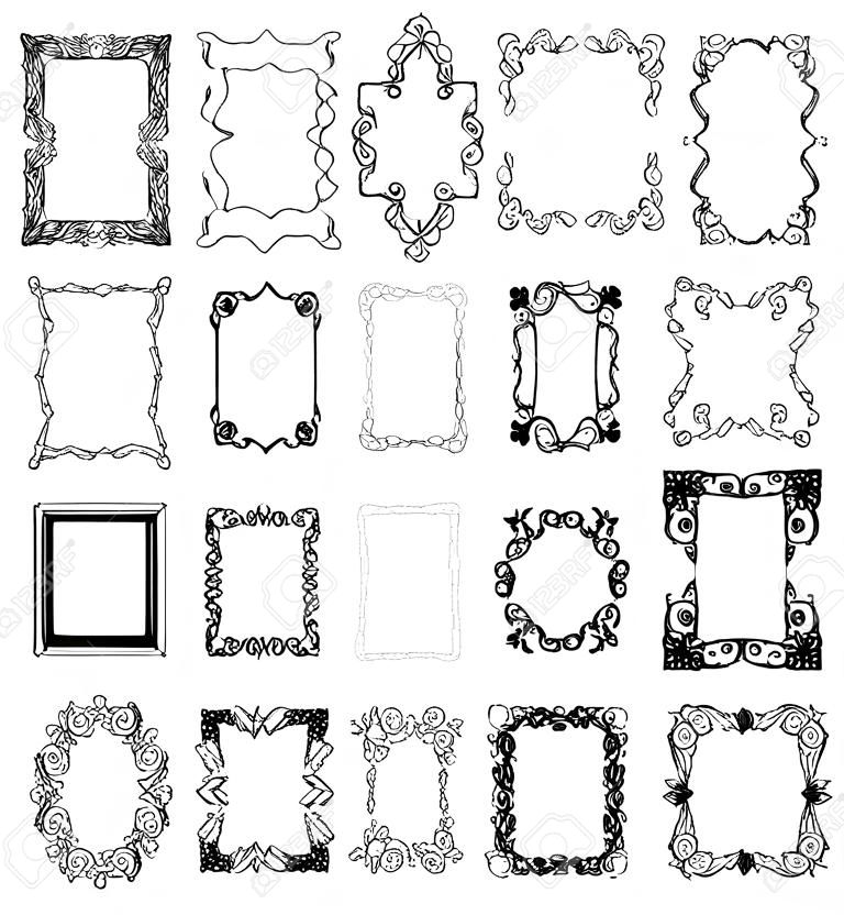 A collection of over 40 unique, hand-drawn  borders and frames design elements