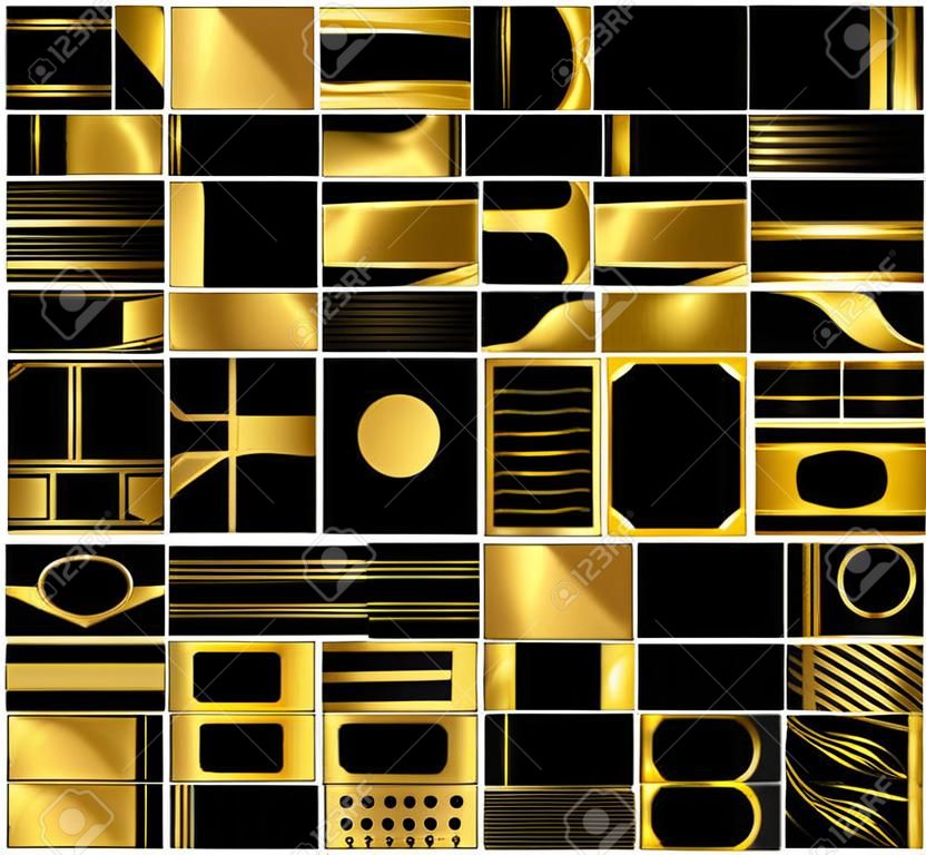 黑色和金色54個非常典雅的名片背景的集合。以標準名片1.75寬高比格式化。