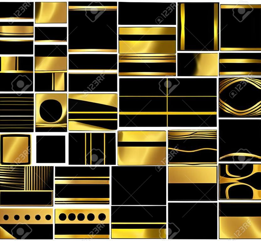 收集54张非常高雅的名片背景，黑色和金色在标准名片上格式化1个75宽高比