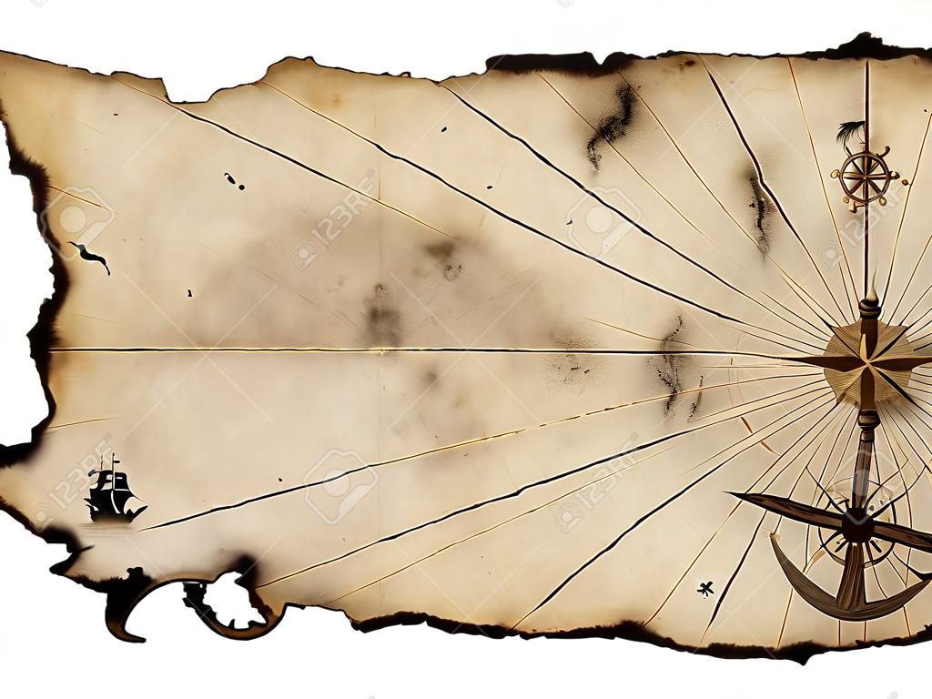 Antiguo en blanco del mapa de piratas para diseño de
