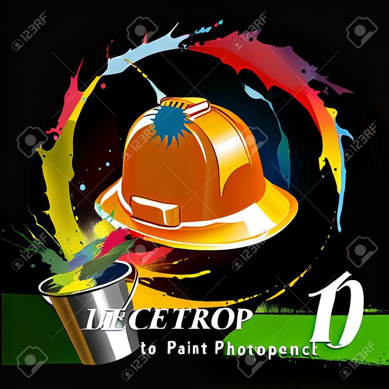 Metal bucket with a paint Construction concept