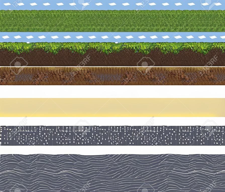 Texture pour platformers pixel art - tuile boue herbe au sol en pierre isolé bloc carré