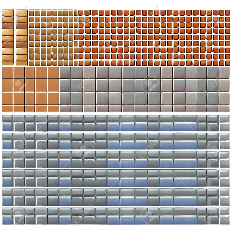 Tekstury do platformówki sztuki pikseli - cegła, kamień i drewno Ściany izolowane blok