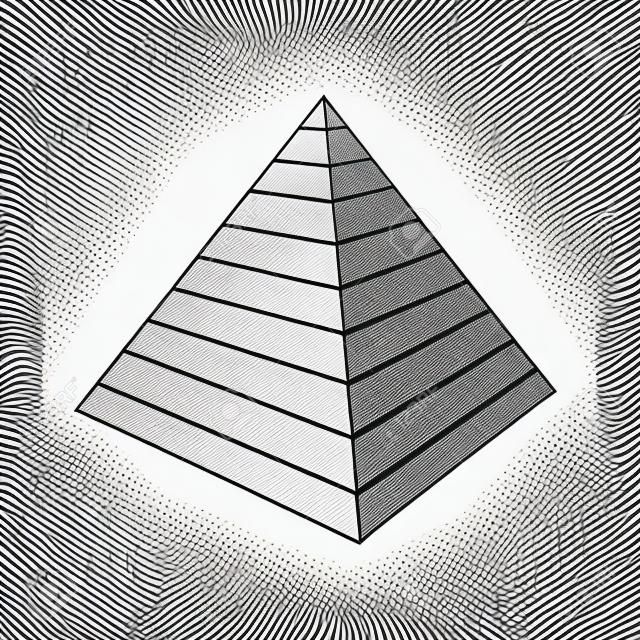 Vector Pyramid. Egypt - Line drawing - On White Background