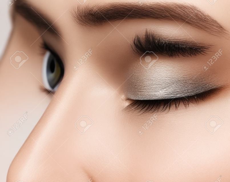 close-up of upper eye lid swell after nose job plastic surgery