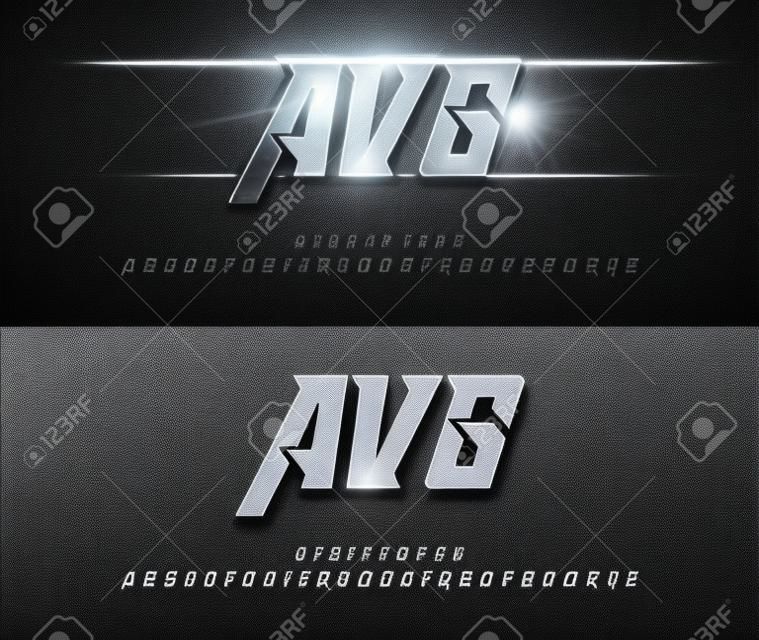Alphabet silver metallic and effect designs. Elegant silver letters typography italic font. technology, sport, movie, and sci-fi concept. vector illustrator