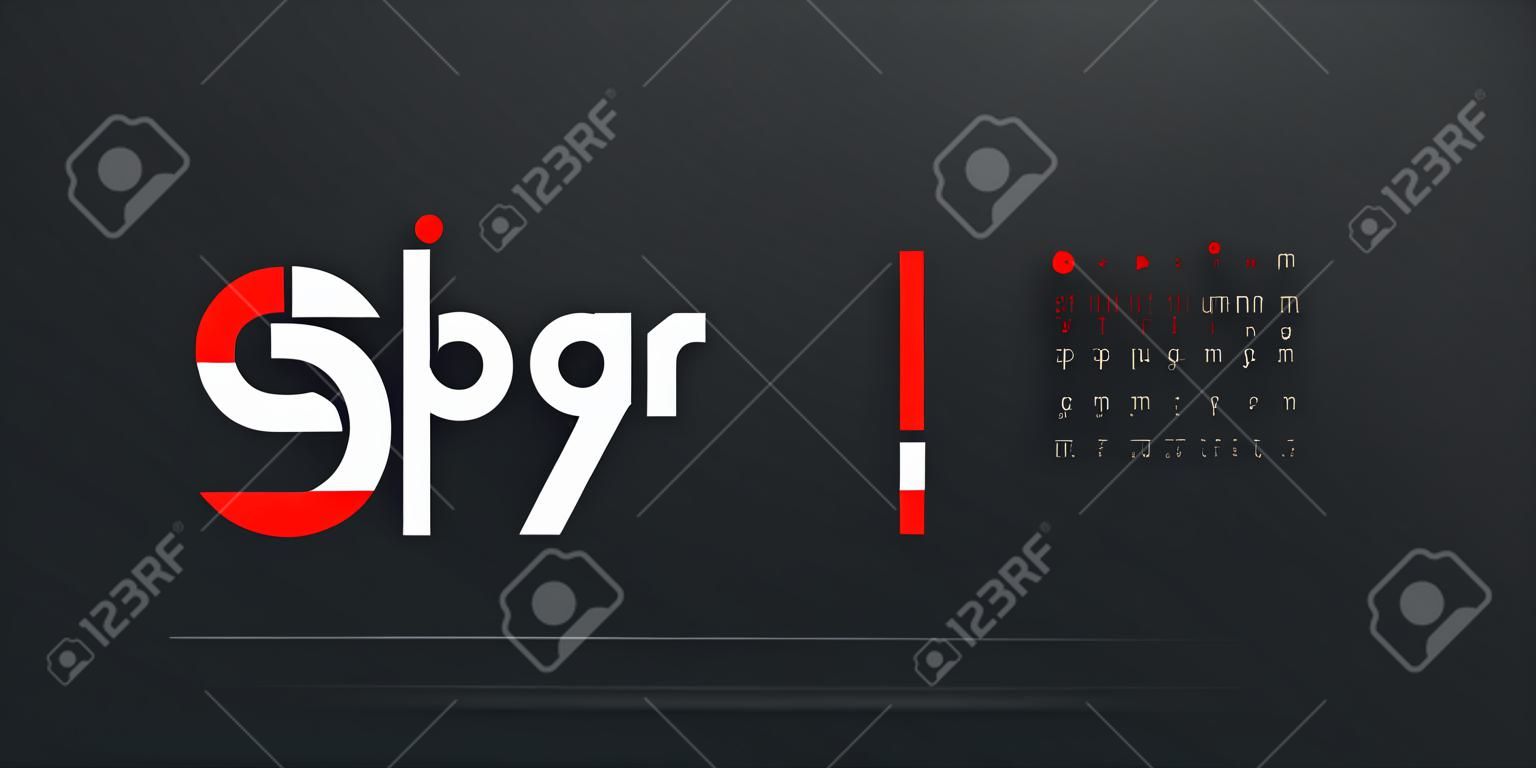 Streszczenie minimalne nowoczesne czcionki alfabetu typografia minimalistyczna miejska cyfrowa moda przyszłość kreatywne logo czcionki ilustracja wektorowa
