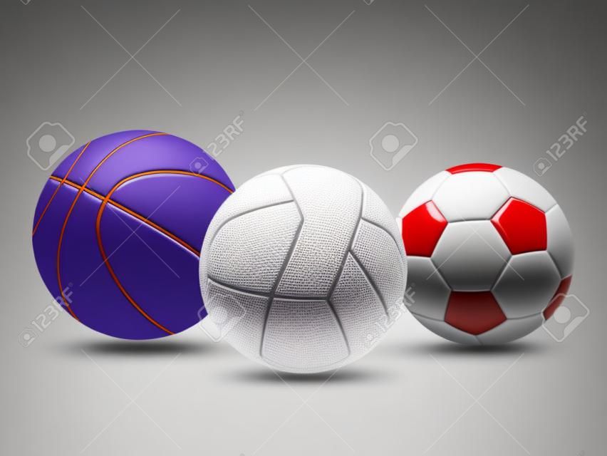 Basket-ball, Le Football, Ballon De Football, Volleyball Sur Un Support,  Article De Sport D'isolement Sur Le Blanc Illustration Stock - Illustration  du billes, gibier: 105356411