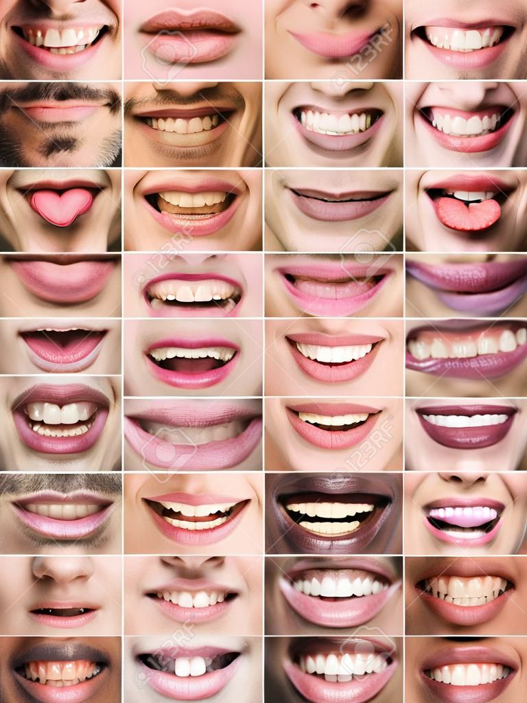 Collage of mouths with different expressions
