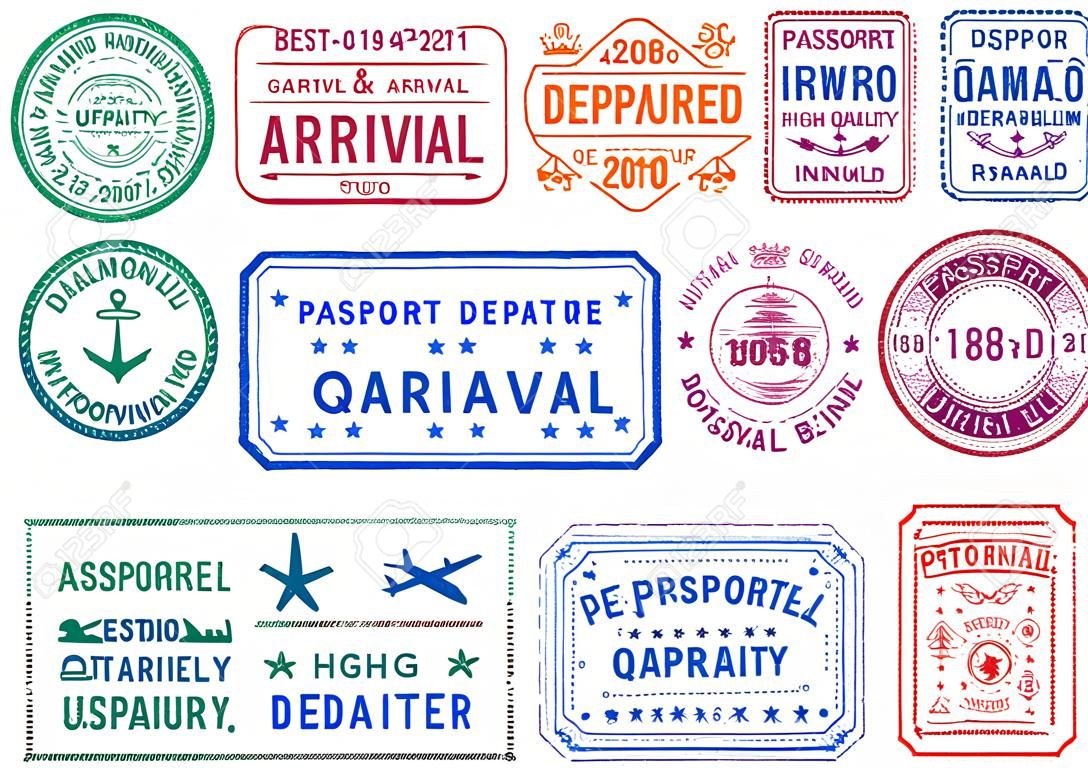 Passport  stamps set, arrival and departure