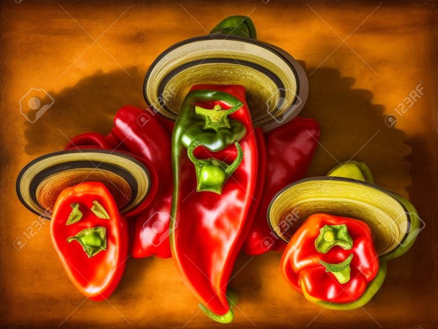 Mexikanische Paprika einschließlich eines Jalapenos, Paprika und Scotch Bonnet