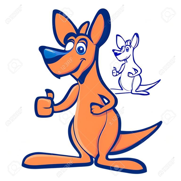 Cartoon kangaroo with his thumb up and smiling