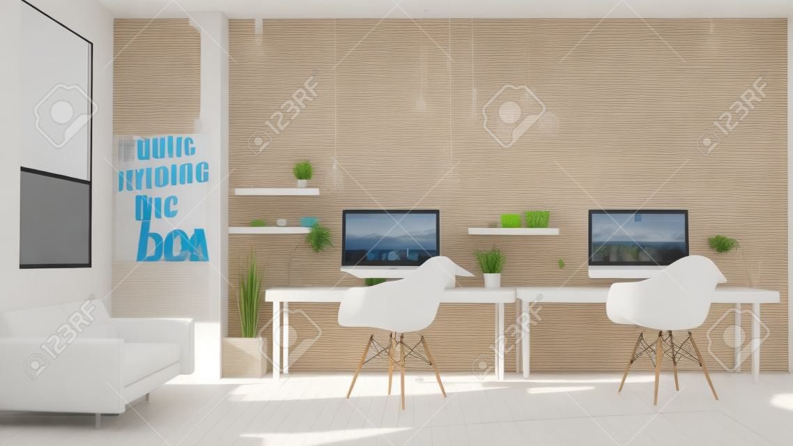 3d rendering van webdesign coworking office