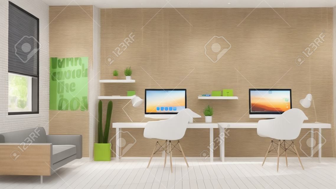 3d rendering of web design coworking office
