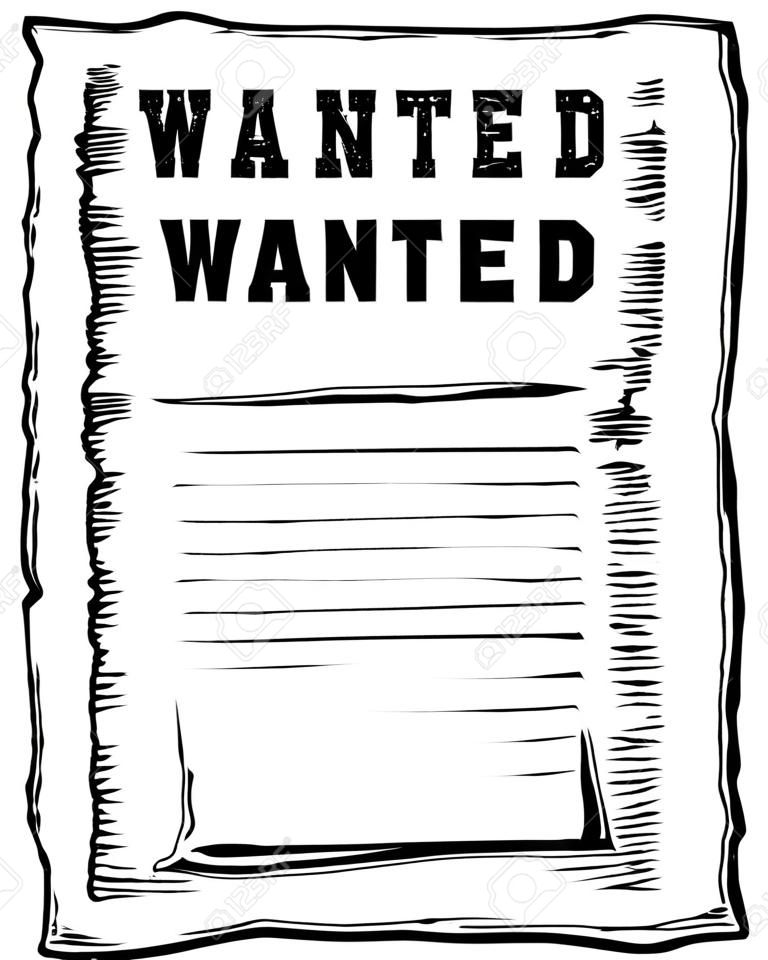 Vector wanted poster image on white
