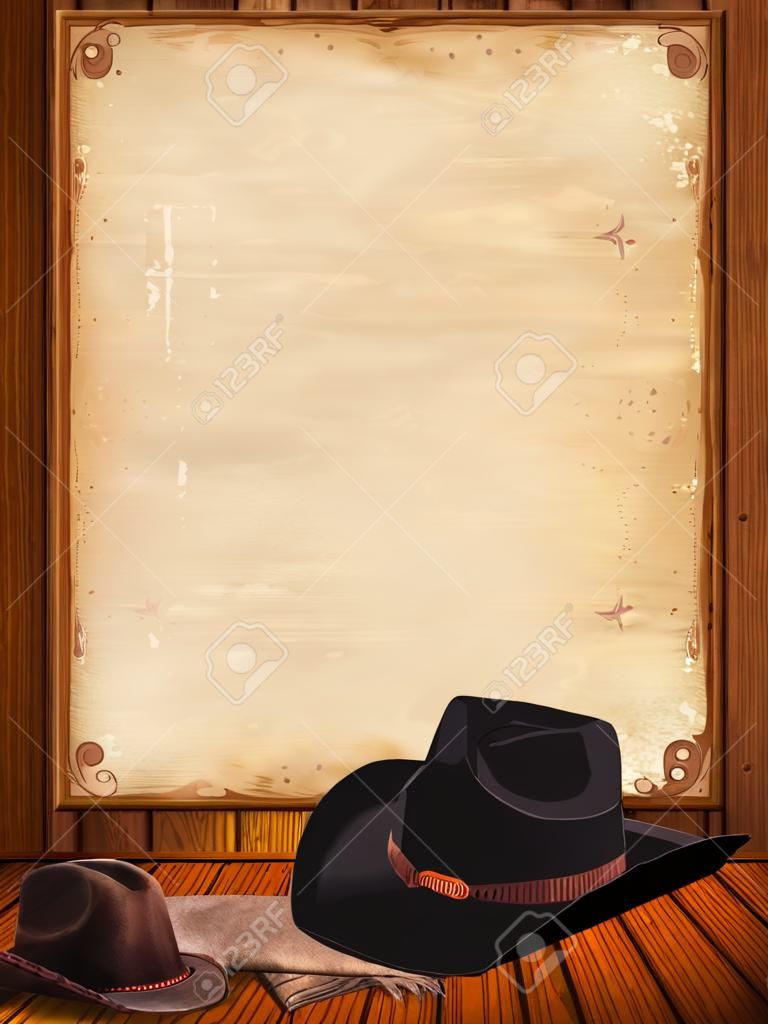 Western background with cowboy clothes and old paper