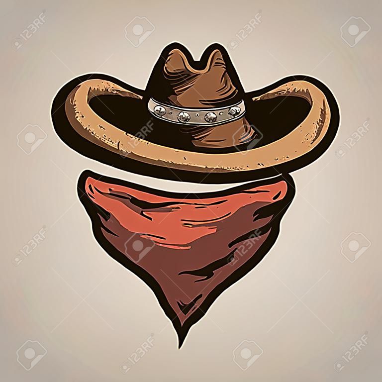 Cowboy kalapot és kendőt sál.